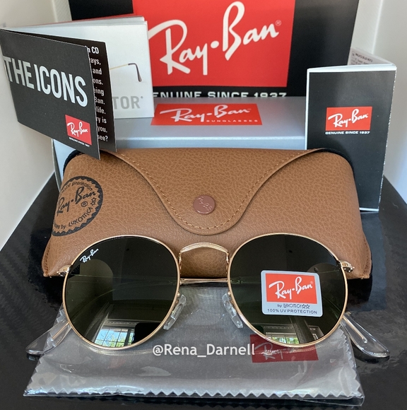 RayBan Round Metal RB3447 Green Lens New - Picture 9 of 14